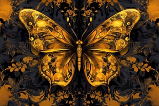 金色华丽蝴蝶装饰图案