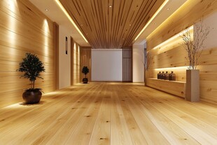 日式简约风木质走廊空间