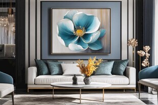 蓝花挂画装点雅致客厅