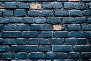 复古蓝砖墙纹理特写