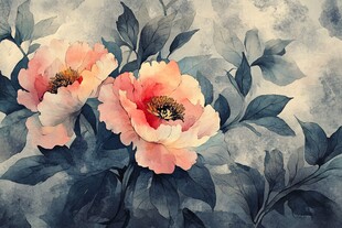 水彩绘就的娇艳双生花