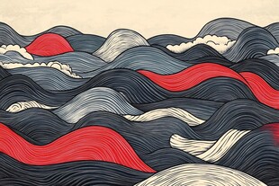 海浪涌动的多彩线条艺术