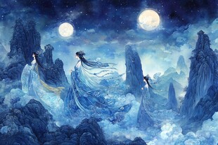 月夜仙姬游于云山之间