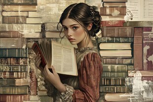 古典少女于书海间阅读