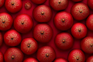 红色球形装饰 精美花纹图案