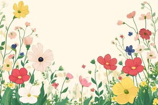缤纷花卉装点梦幻田园