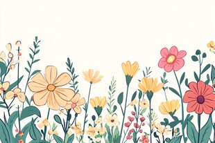 手绘清新花卉植物边框