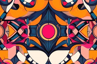 多彩几何抽象对称图案