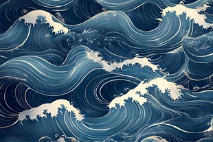 日式风格海浪艺术图案