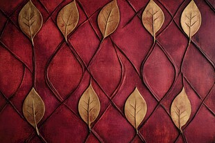 红底叶纹装饰艺术图案