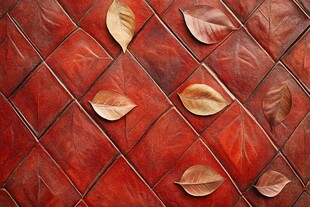 红瓦上的飘零秋叶