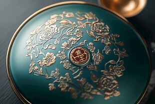 青底金纹精致复古圆盒