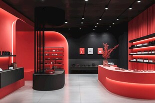 时尚美妆店的独特红黑设计