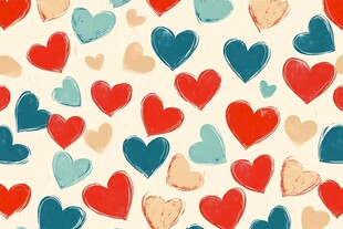 多彩爱心图案背景