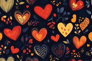 手绘爱心花卉图案背景