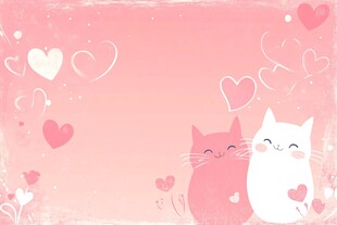 粉色萌猫爱心浪漫背景图