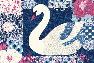优雅天鹅花卉图案设计