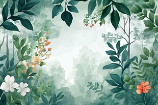 梦幻绿植花卉森林背景图