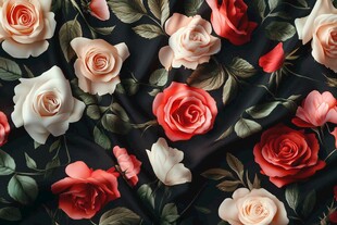 复古风玫瑰印花布料