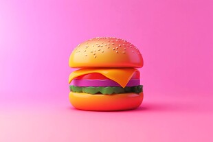 粉色背景上的多彩汉堡