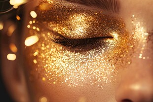 金色闪耀眼妆特写