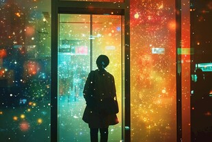 梦幻光影中的孤独身影