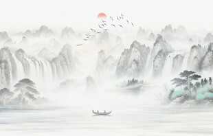 国画山水水墨画