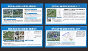 四页蓝色背景宣传页展示
