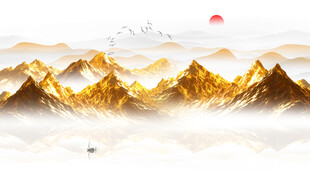金箔山水画背景墙