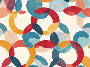 多彩圆环几何图案背景