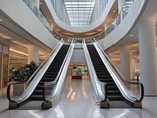 现代商场内的自动扶梯景观