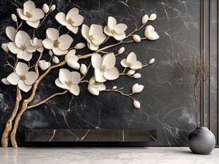 立体白玉兰墙面装饰设计