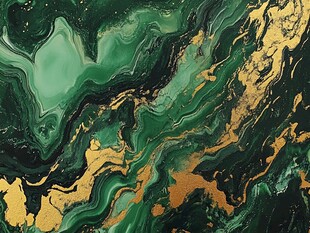 绿金交织的流动艺术纹理