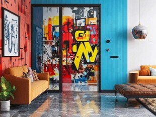 时尚涂鸦风室内空间场景