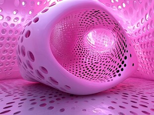 梦幻粉色多孔艺术结构