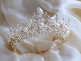 奢华珍珠钻石新娘皇冠