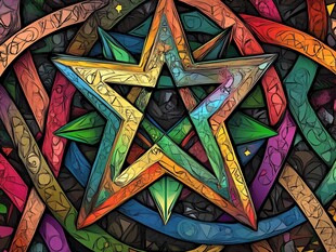 五彩神秘星形图案装饰画