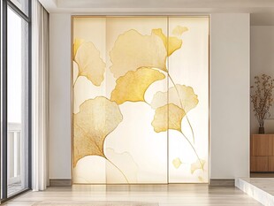 银杏叶艺术玻璃移门装饰