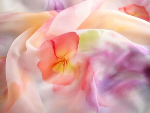 印花丝绸 绚丽花朵纹理
