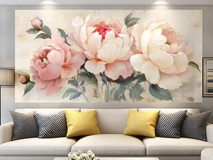 浪漫牡丹装饰客厅背景墙