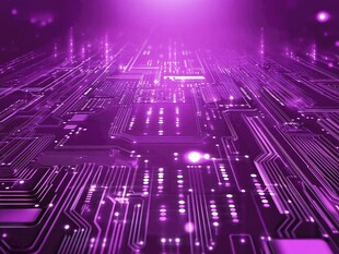 紫调炫酷电路板科技背景