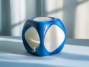 蓝白几何造型陶瓷容器