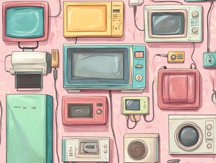 复古家电插画展示
