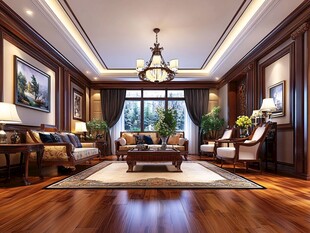 豪华典雅的美式风格客厅