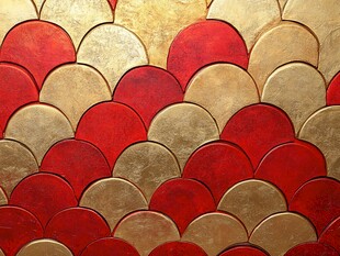 红金鱼鳞状纹理装饰图案