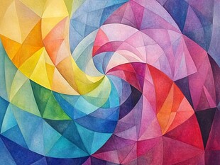 多彩几何旋绕抽象艺术图