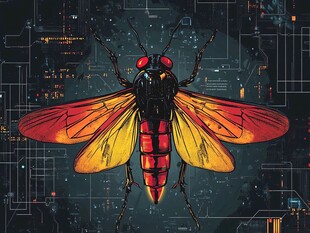 赛博朋克风机械昆虫插画