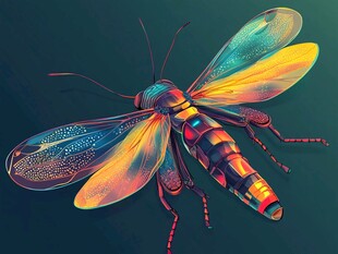 梦幻多彩昆虫插画