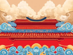 中式古典建筑云纹装饰图