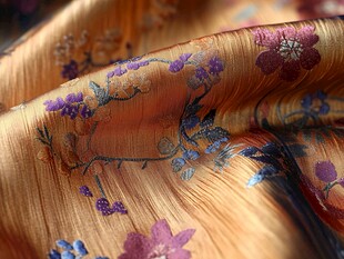 华丽花卉图案丝绸面料